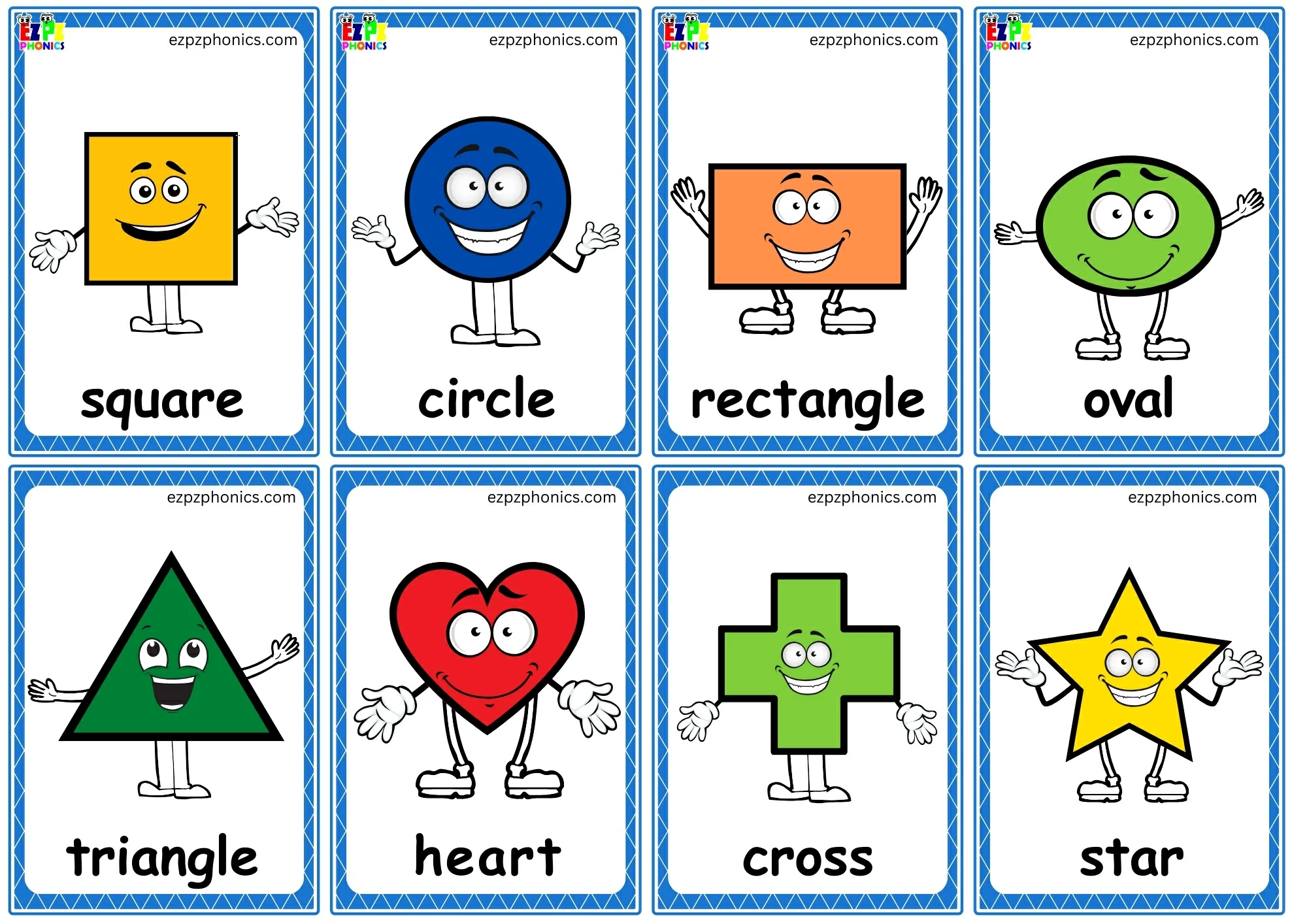 Shapes Mini Cards for Kids.